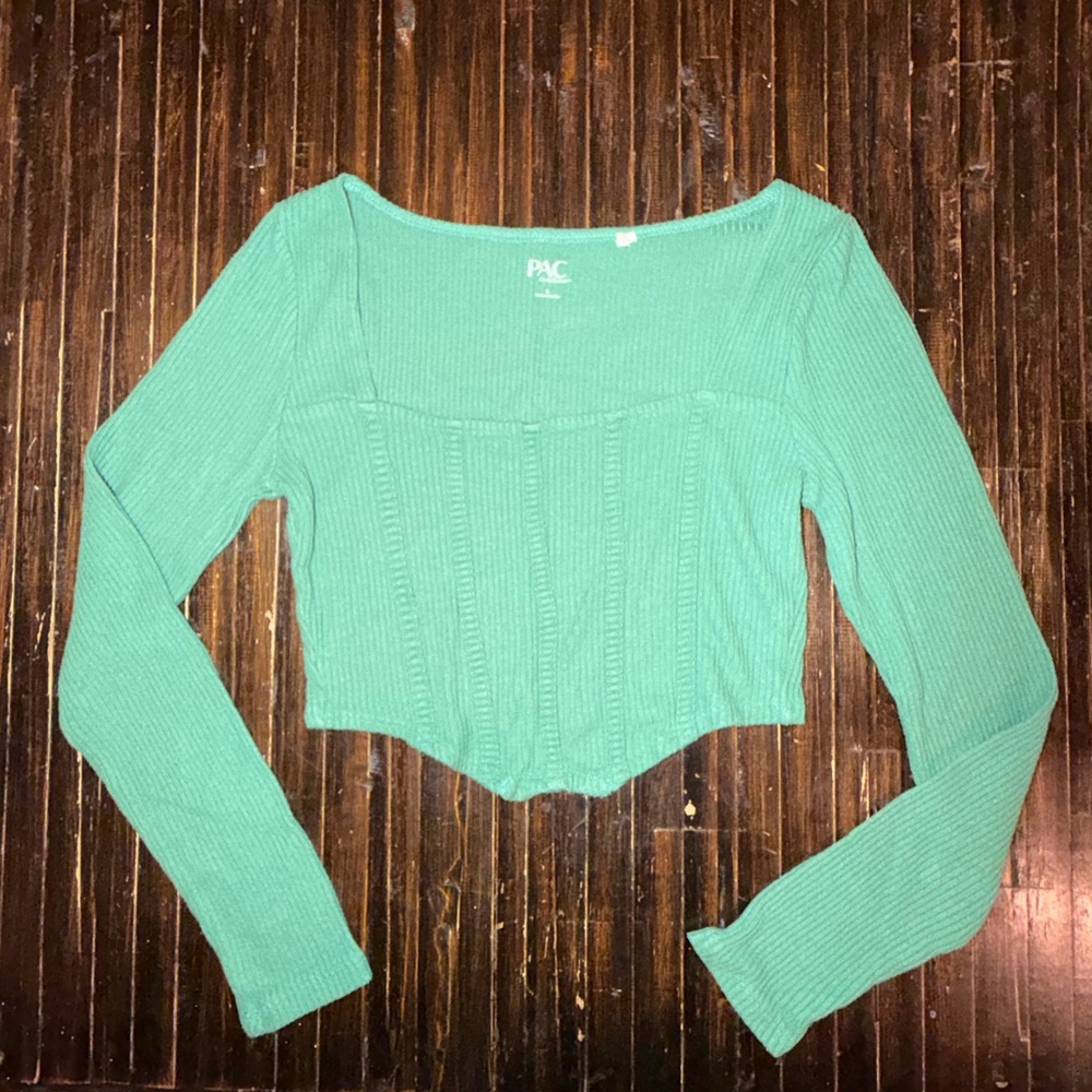 PacSun Green Ribbed Crop Top